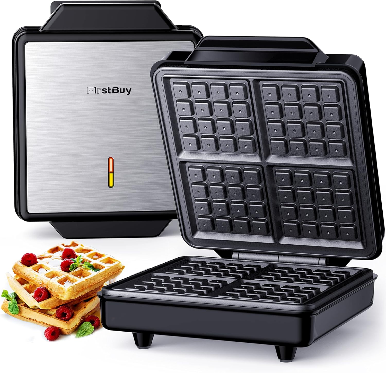 Black 4 Slices Square Non-Stick Waffle Maker C504