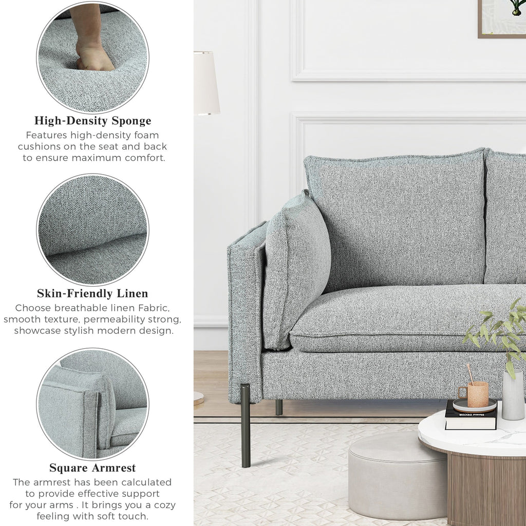 2 Piece Linen Sofa Set with Metal Legs D683