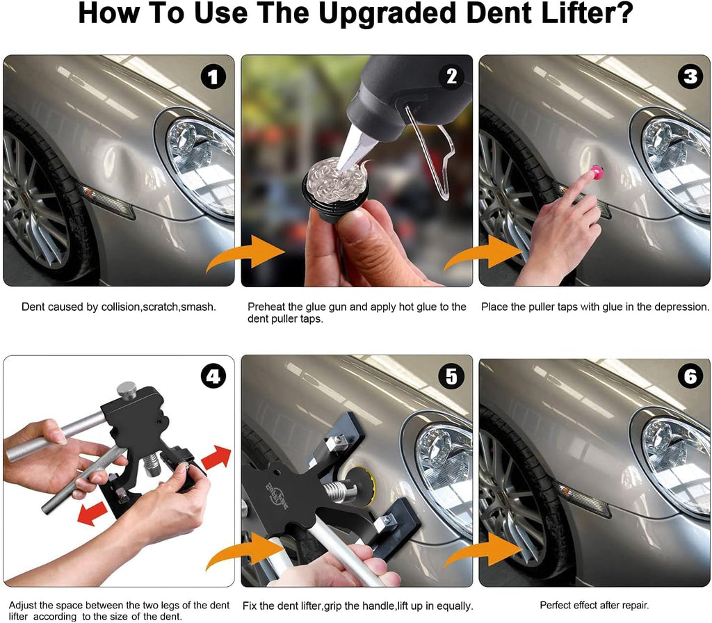 Paintless Auto Dent Removal Tools Set with Dent Pull Tabs H945