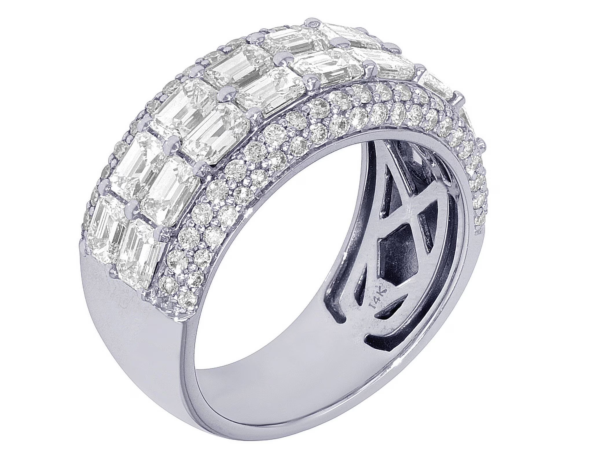 Emerald Cut 5.15 CT VVS Diamond Band Ring White Gold Z306