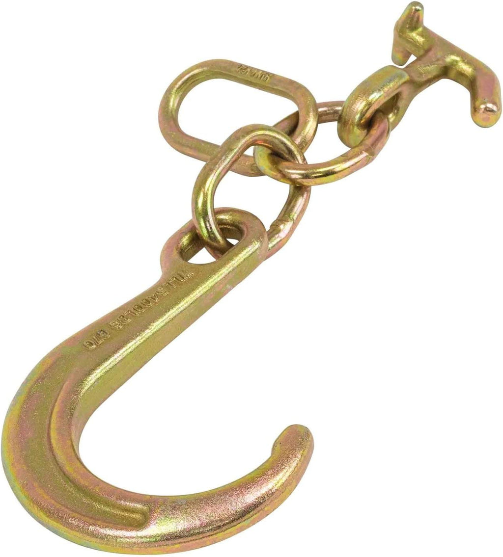 8" G70 J Hook with T-J Hooks and Enlarged Link, 5,400 lbs WLL, Pack of 2 O8519