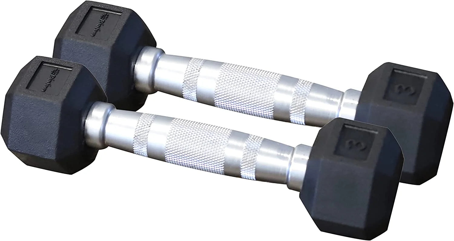Rubber Coated Hexagon Dumbbells Pairs Encased Hand Weights Y946383