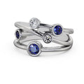 14K White Gold Blue Sapphire Diamond Eternity Band Size 4 T9378