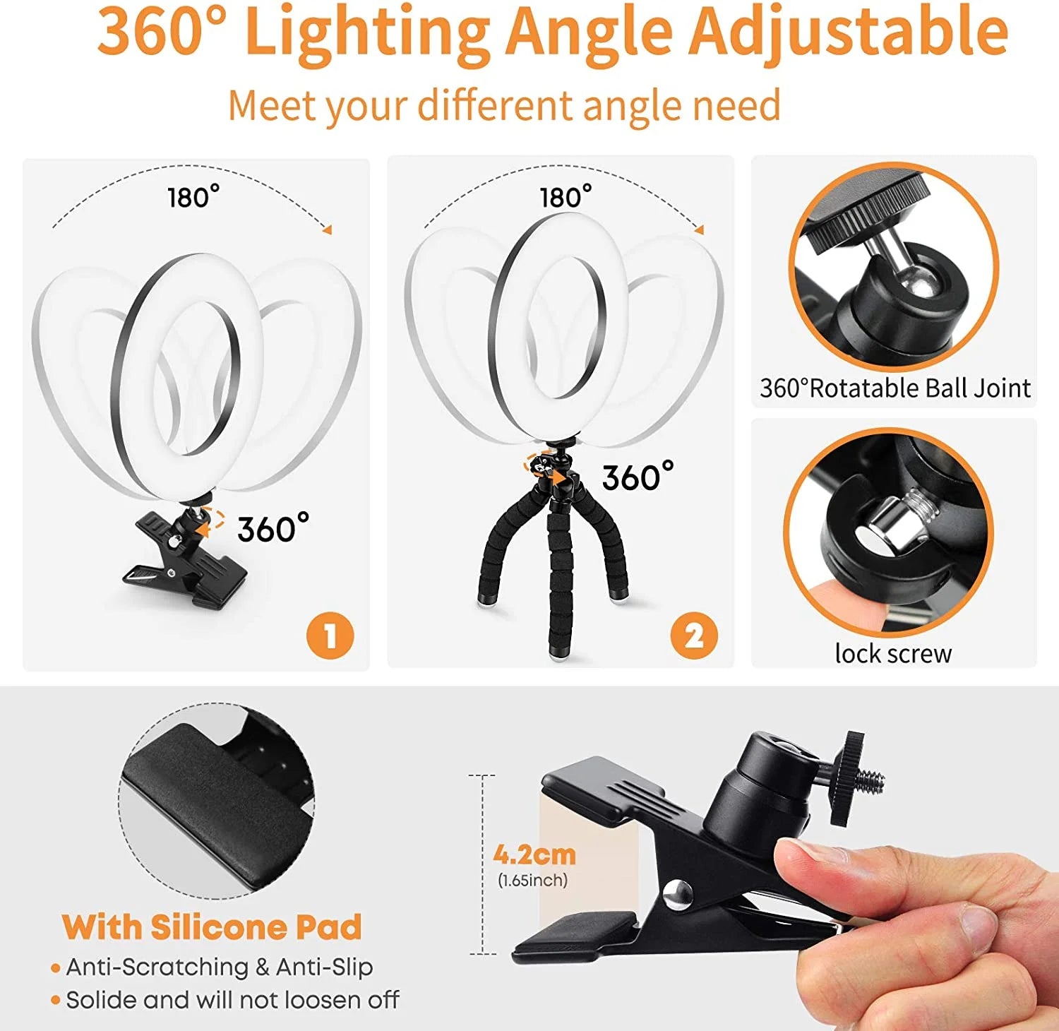 Ring Light Clip on Laptop Monitor with 5 Dimmable Color & 5 Brightness Level R137659