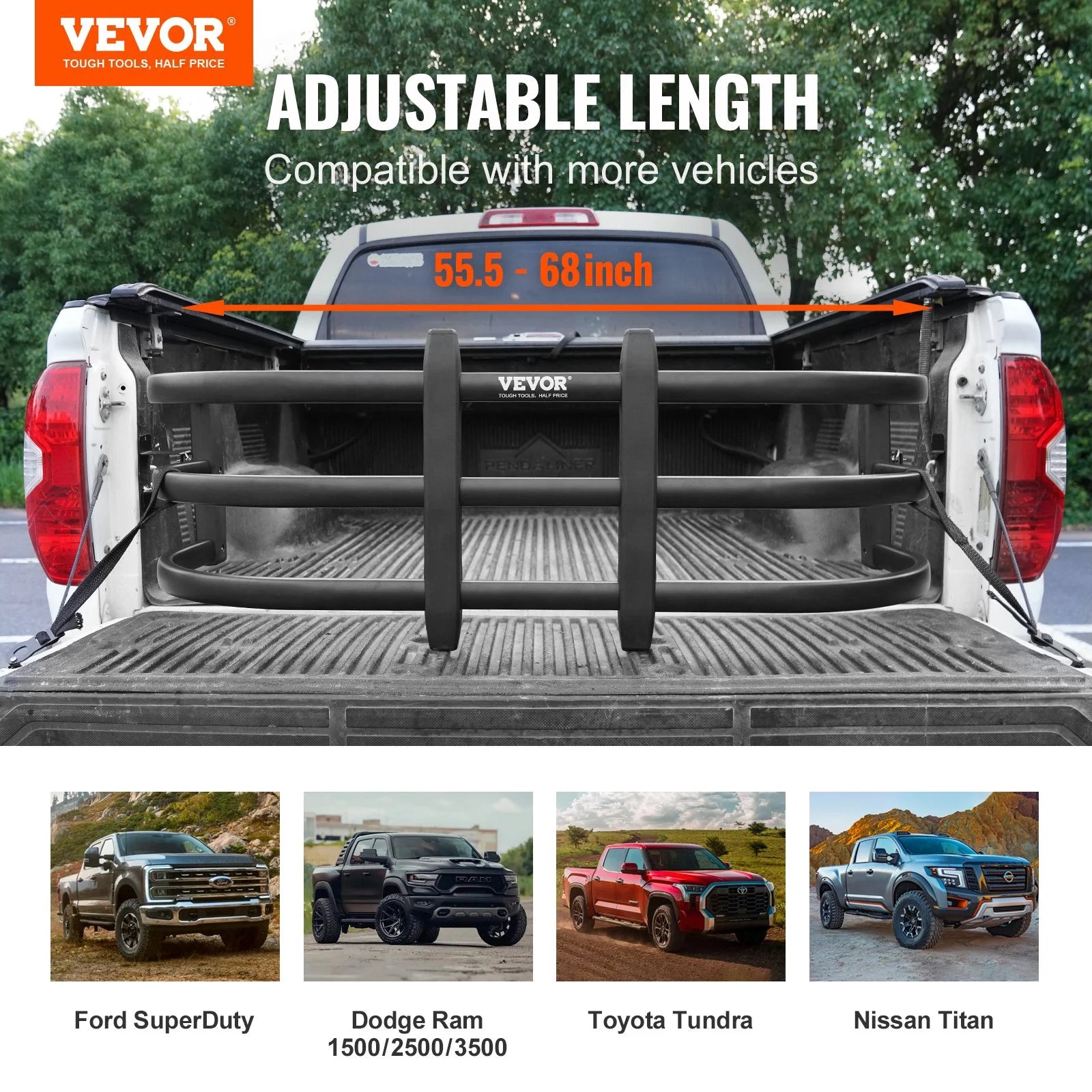 Aluminum Retractable Truck Bed Extender (55.5"-68") X494956