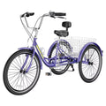 24"/26" Adult Tricycle Bike, 7 Speed 3-Wheel Bicycle, with Backrest & Shopping Basket Q94165