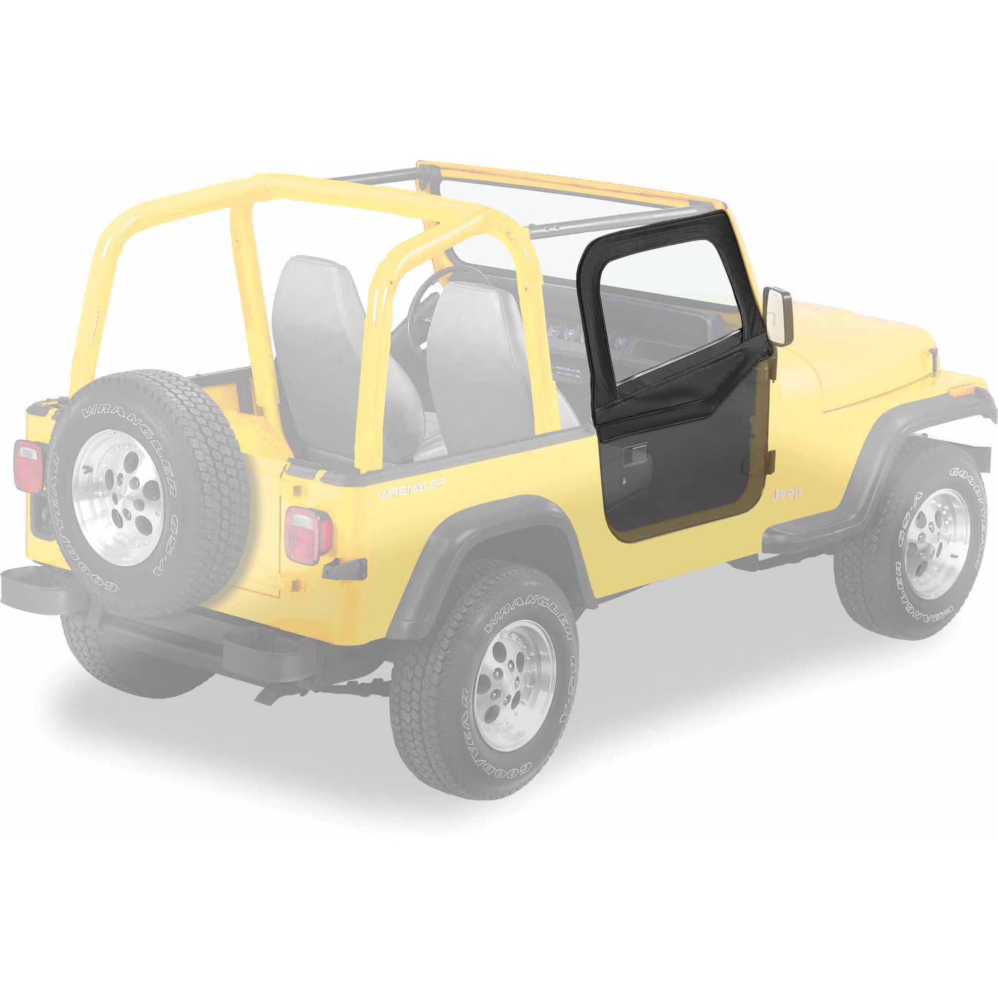 Black Vinyl Soft Upper Doors for Factory Soft Top with Steel Half Doors B30922