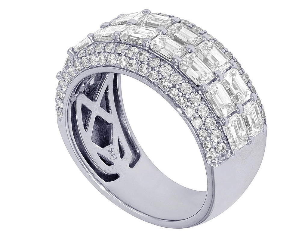 Emerald Cut 5.15 CT VVS Diamond Band Ring White Gold Z306