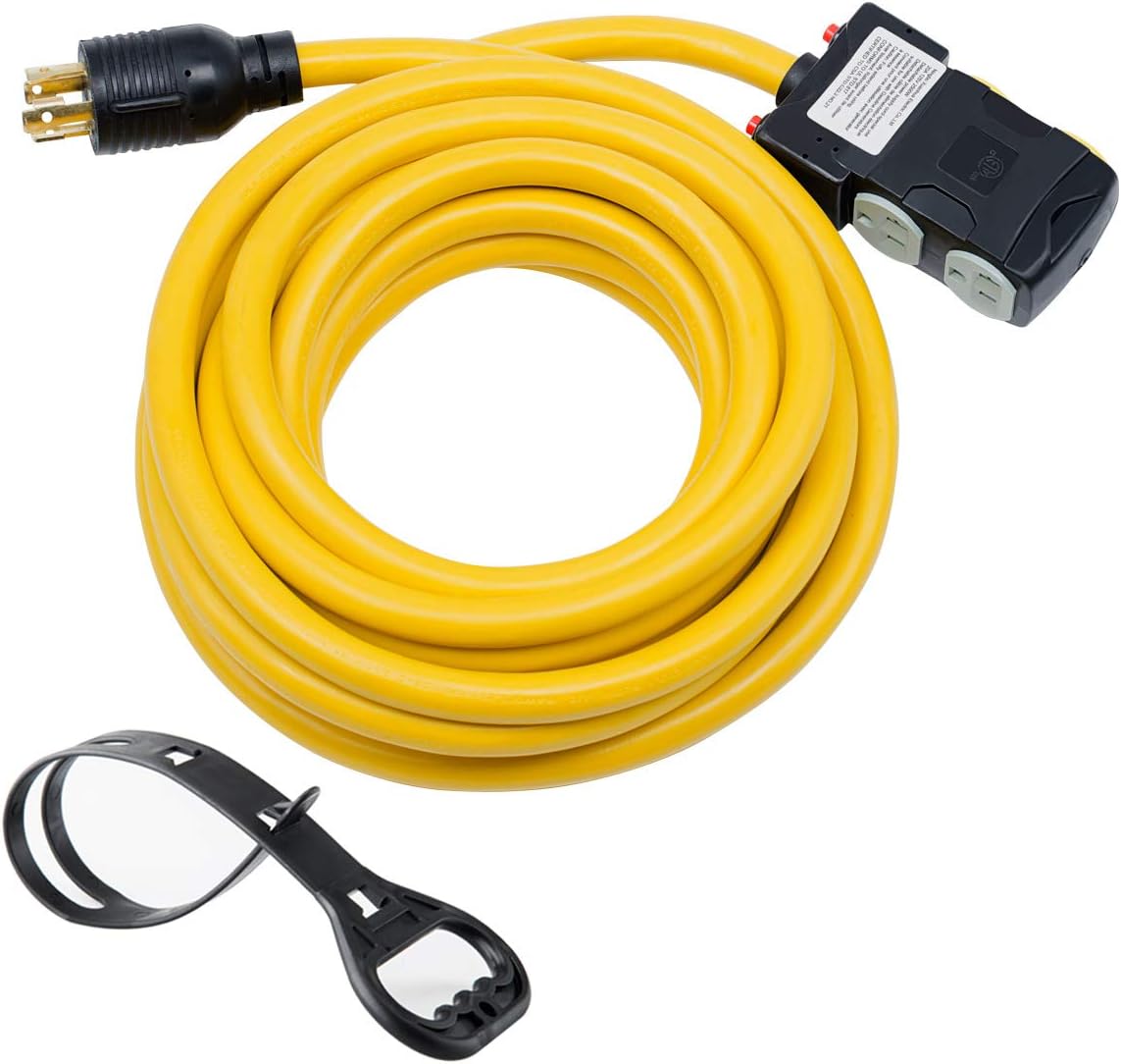 25 Feet Heavy Duty Generator Extension Cord, 4 Prong 10 Gauge, 125/250V 30Amp 7500 Watts M878