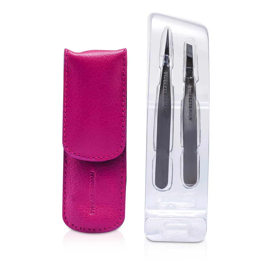 Slant Tweezer + Point Tweezer Set with Leather Case B76657