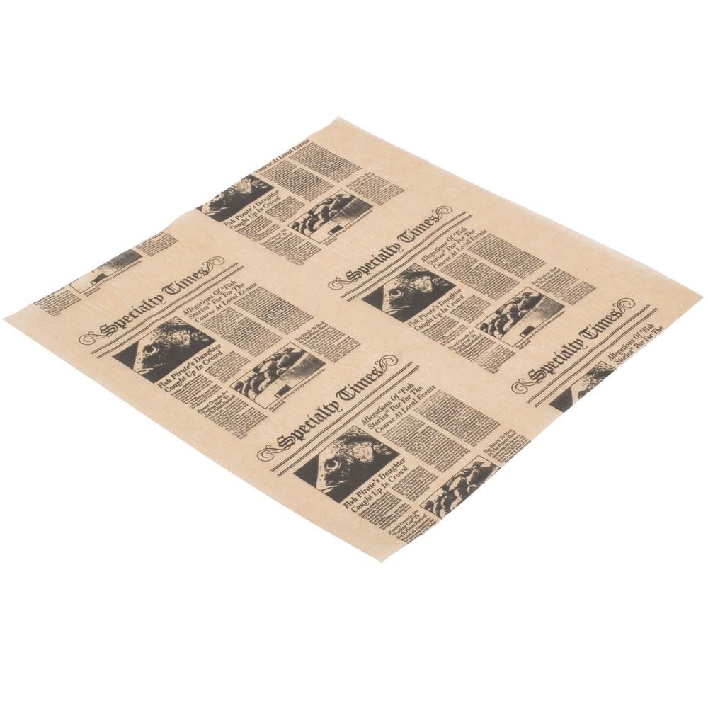 12x22 Natural Newspaper Print Sandwich Wrap Paper - 1000/Pack L19087