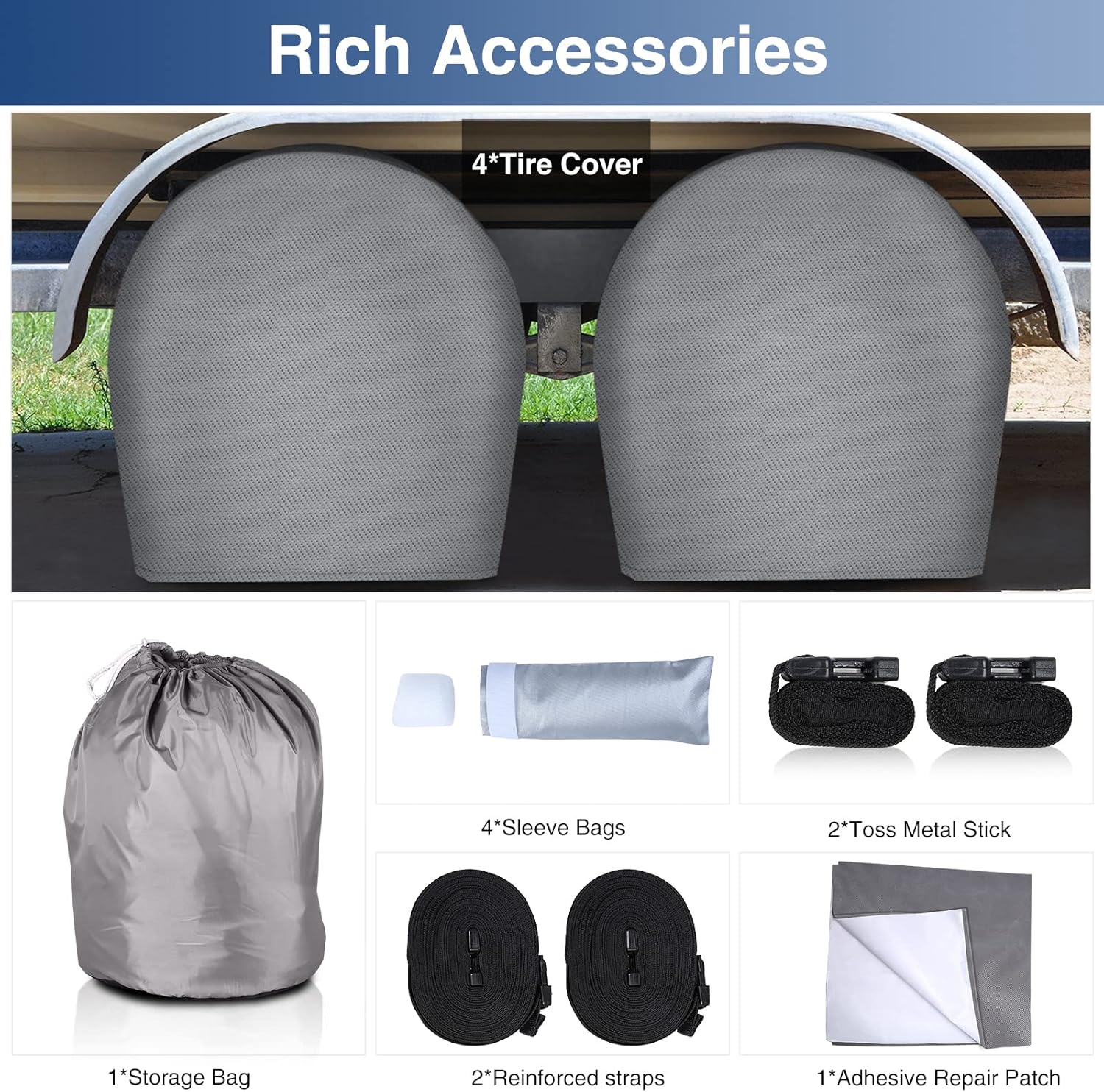 RV Cover Waterproof 4 Tire Covers Gutter Cover Z46971