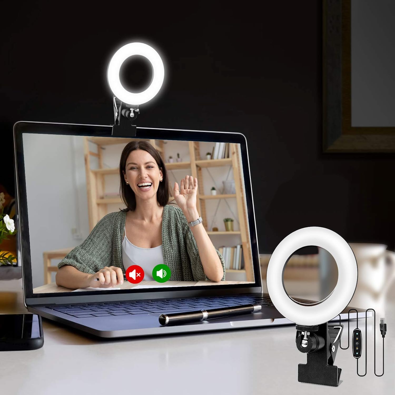 Video Conference Lighting Kit, Clip On Monitor Light, Pack of 2 B403979