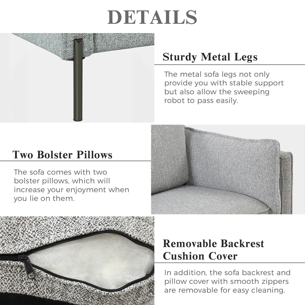 2 Piece Linen Sofa Set with Metal Legs D683
