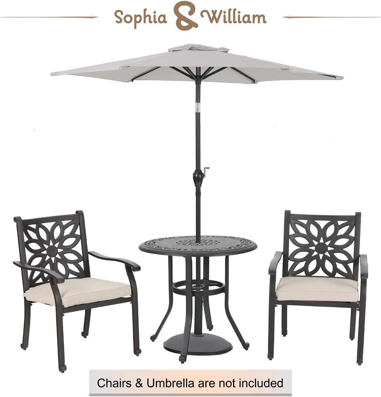 3 Pieces Cast Aluminum Bistro Bar Set with 2 Chairs and 1 Round Table, Antique Bronze Y794643
