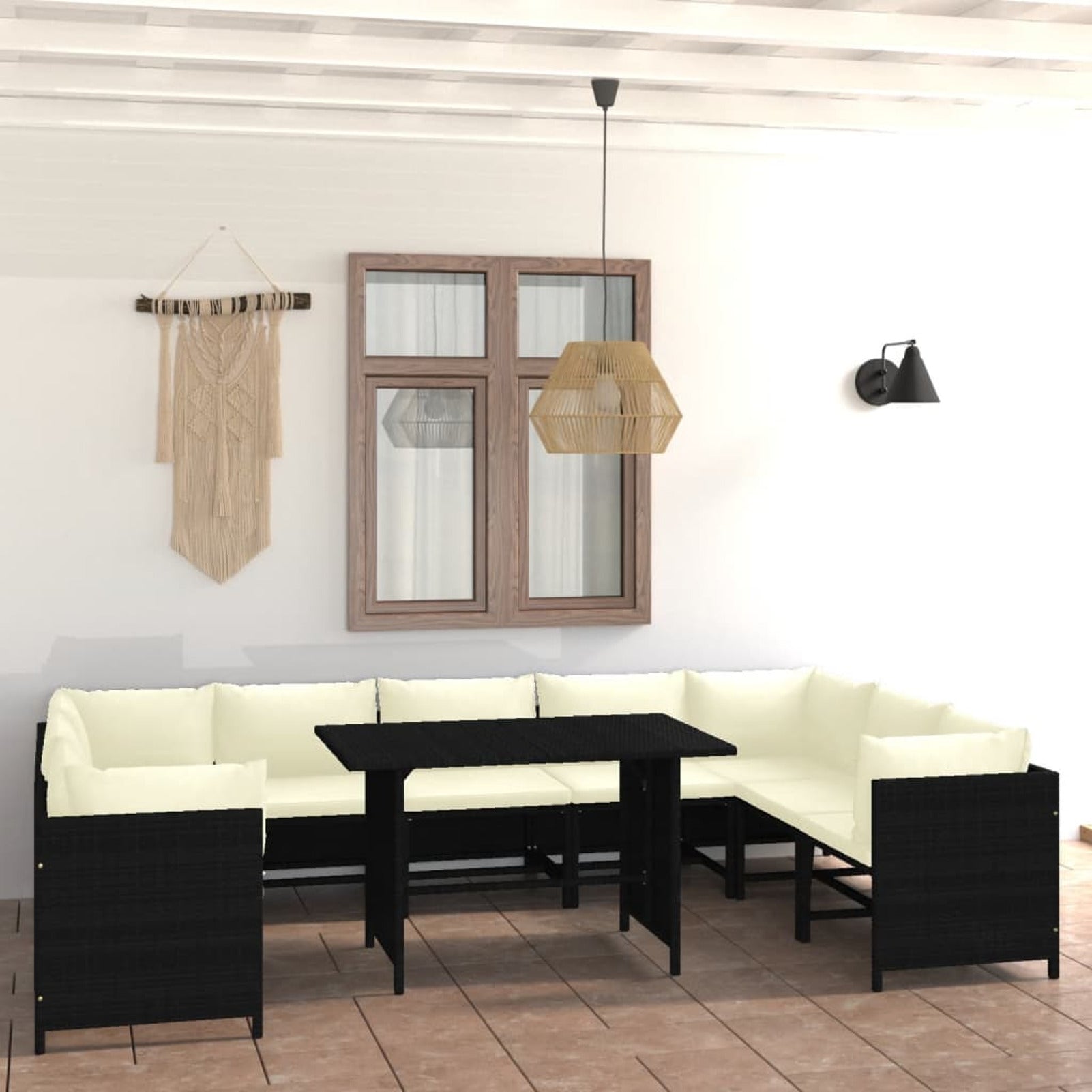 10 Piece Poly Rattan Outdoor Sectional Sofa Set with Cushions S64432