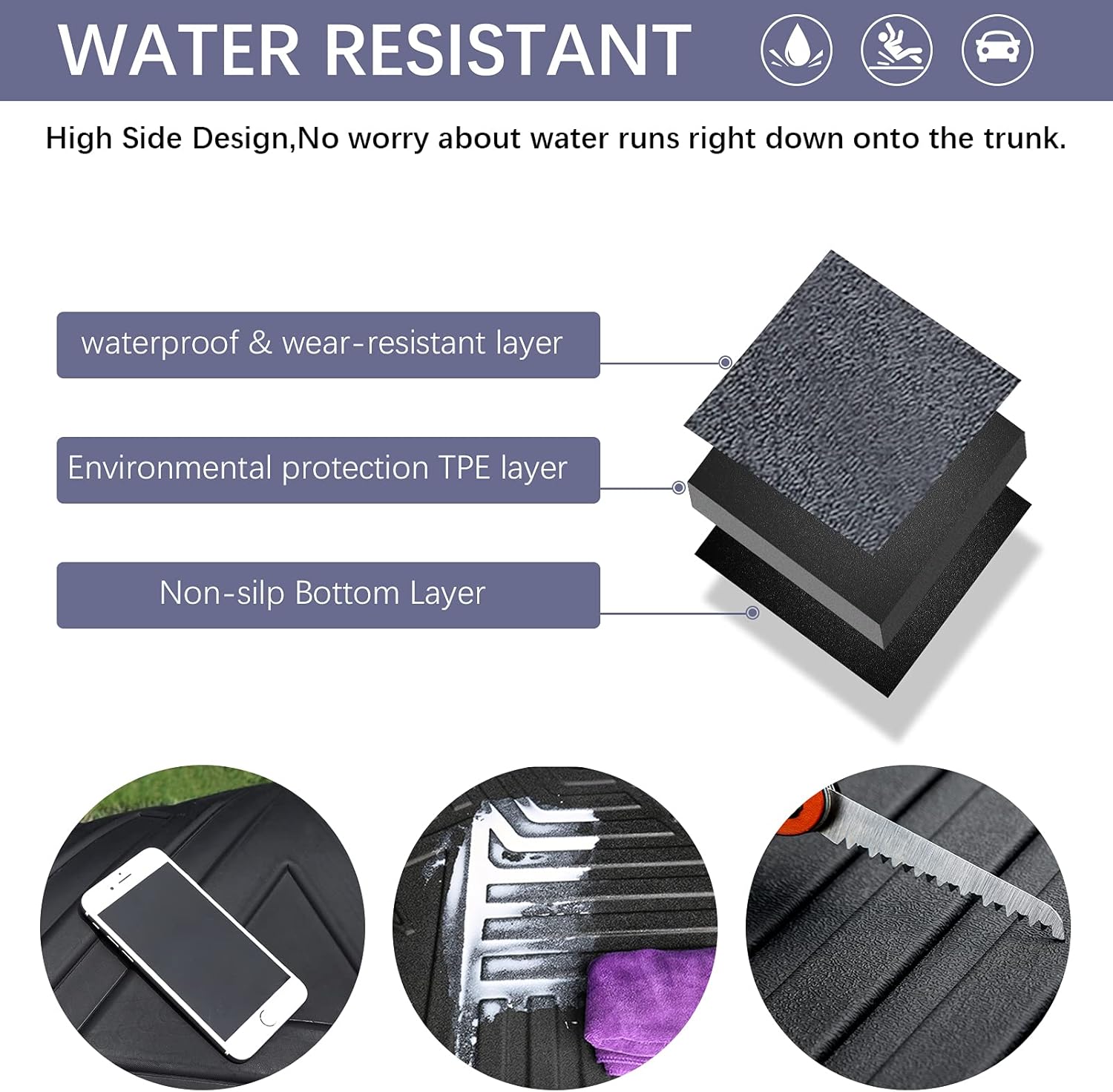 Black TPO Waterproof Rear Cargo Tray Trunk Floor Mat C184275