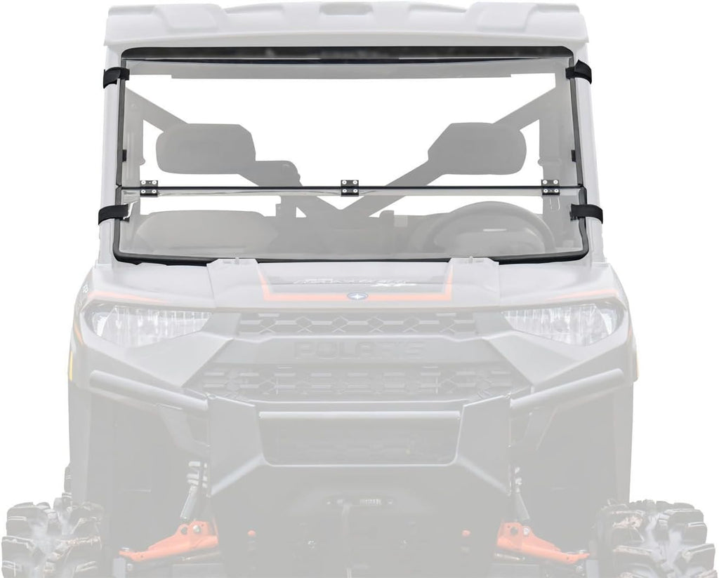 Scratch Resistant Flip / Fold Down 2-in-1 Windshield for Polaris Ranger XP 1000, 1/4 Thick Polycarbonate V79671