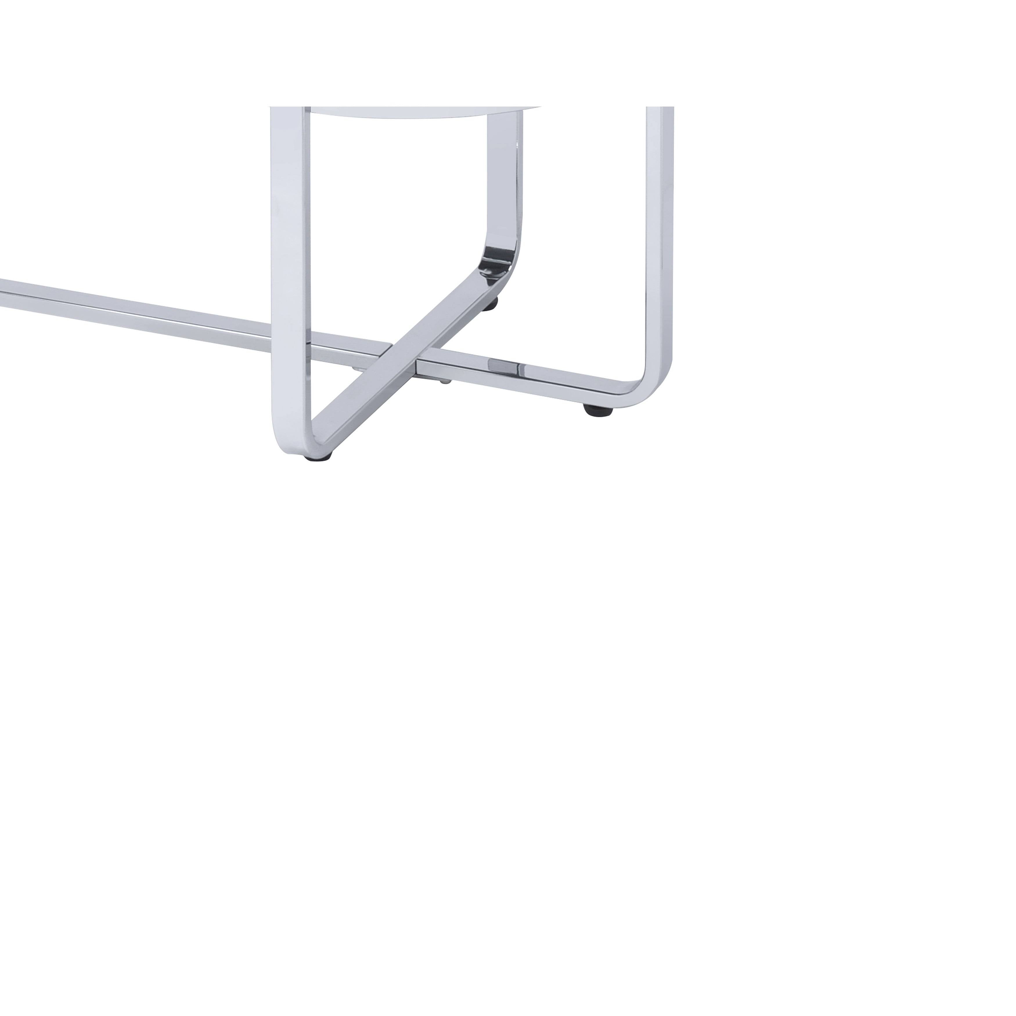 Silver Metal Sofa Table with Glass Top Q4343
