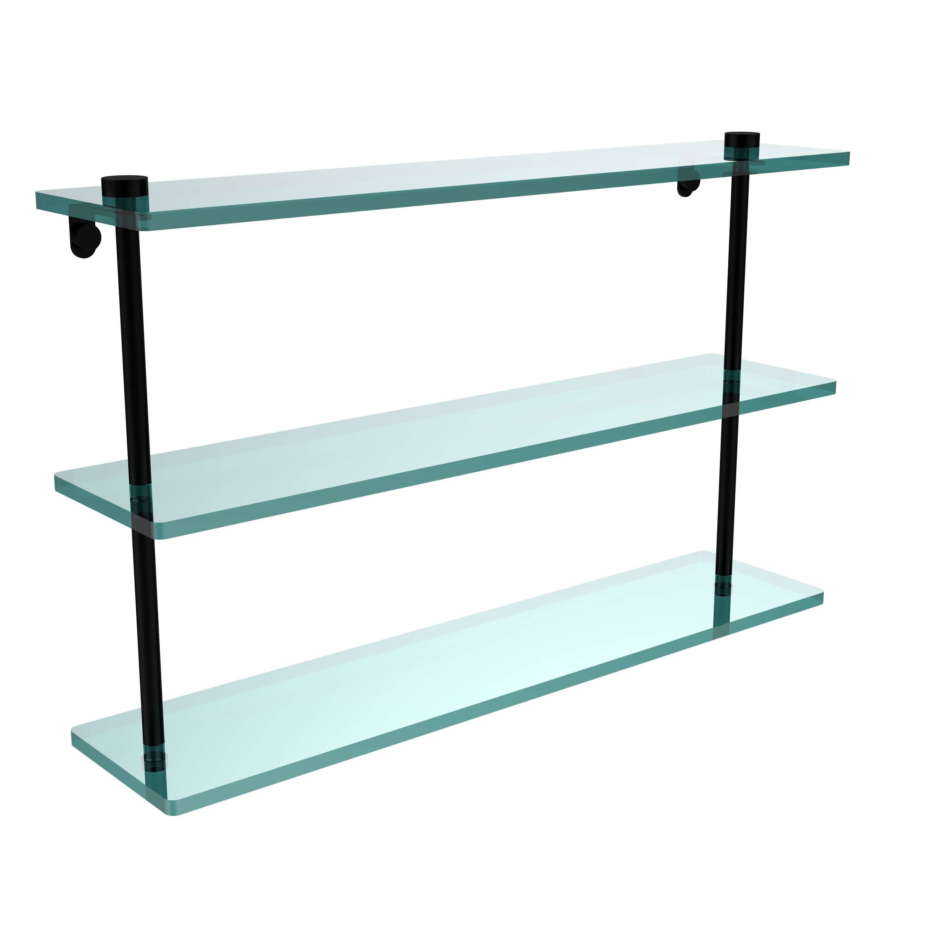 Triple Tiered Glass Shelf Matte Black Z912124