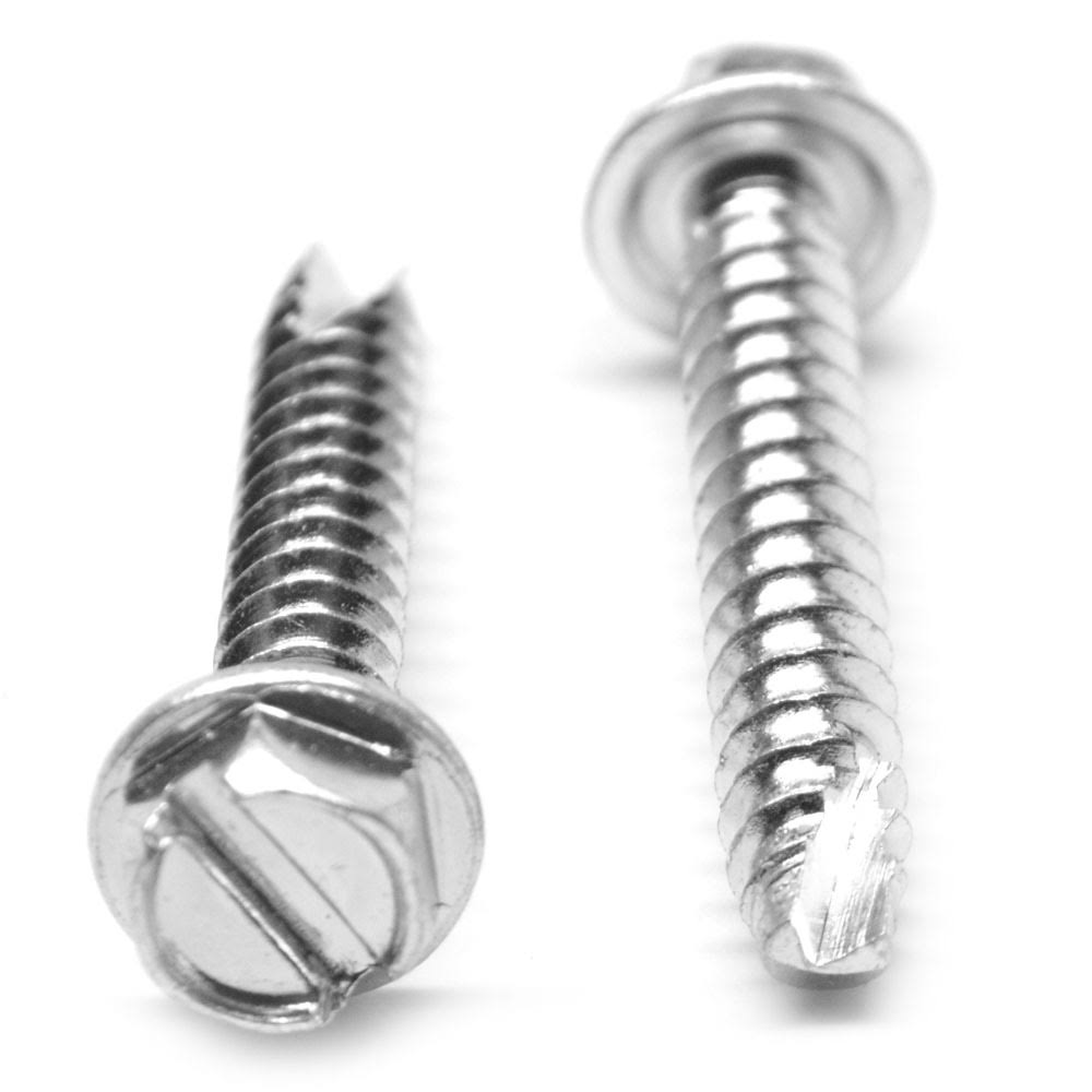 Thread Cutting Screw Slotted Hex Washer Head Type 25 Low Carbon Steel Zinc Plated T234