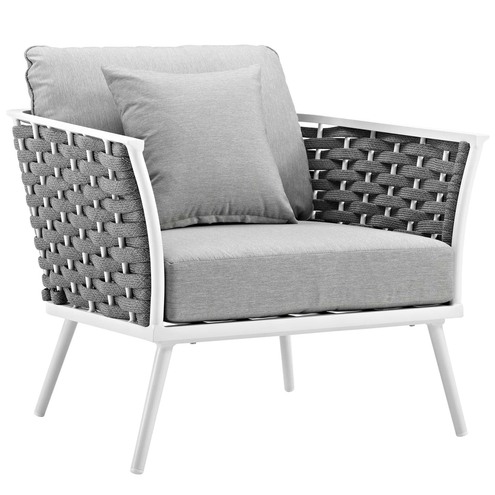 White Gray 3 Piece Aluminum Outdoor Sectional Sofa Set Y569112