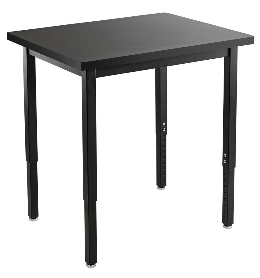 24x22 x 36x22 Height Adjustable Black Steel Lab Table with Phenolic Top V3653