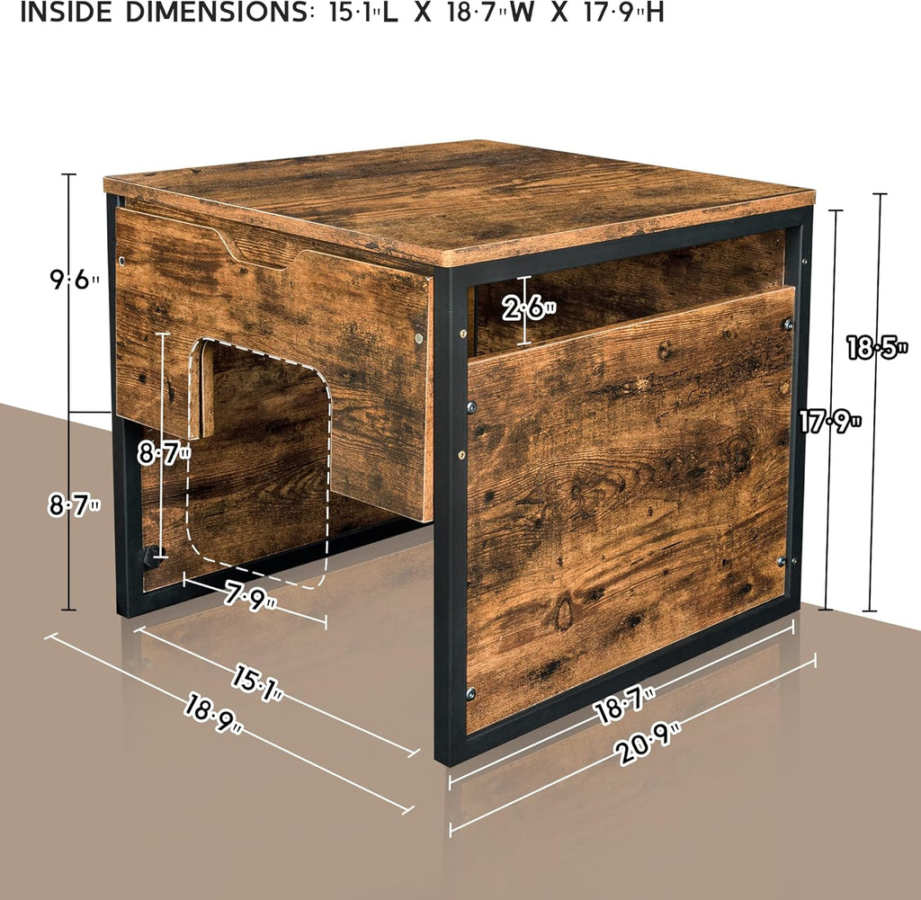 Rustic Brown and Black Cat Litter Box Enclosure with Magnetic Door, Pack of 2 G1100