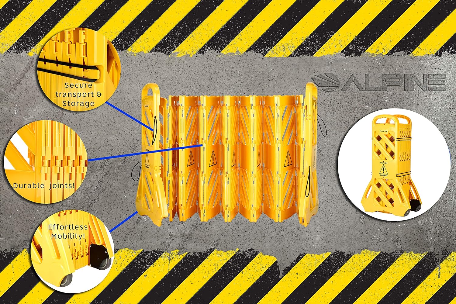 13-Foot Expandable Mobile Safety Sign Barricade Fence System Z385