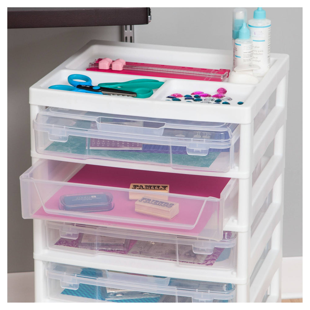 White Scrapbook Cart with Organizer Top X6238