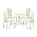 Linen White Rubberwood Solid Wood 5 Piece Dining Set H44882