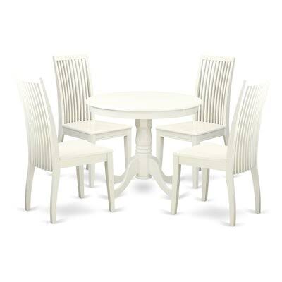 Linen White Rubberwood Solid Wood 5 Piece Dining Set H44882