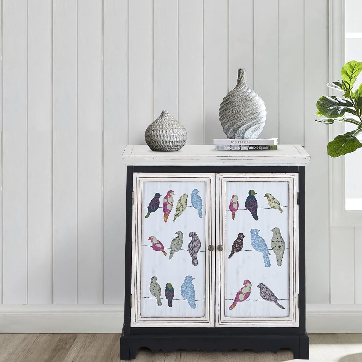 Accent Storage Cabinet with Wood Frame and Silver Powder-Coating MDF Doors, 31.5 Lx15.4 Wx38 H F58309