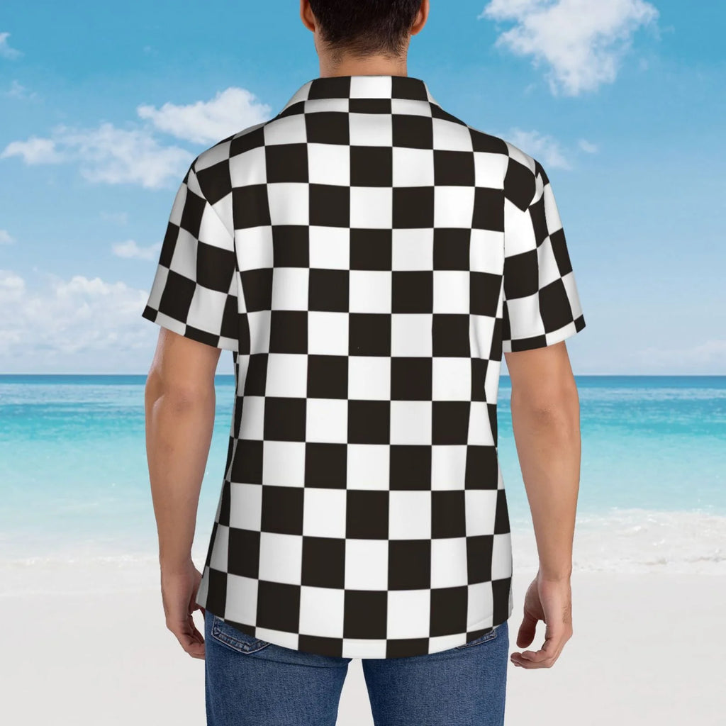 Black and White Checkerboard Hawaiian Shirts F34513