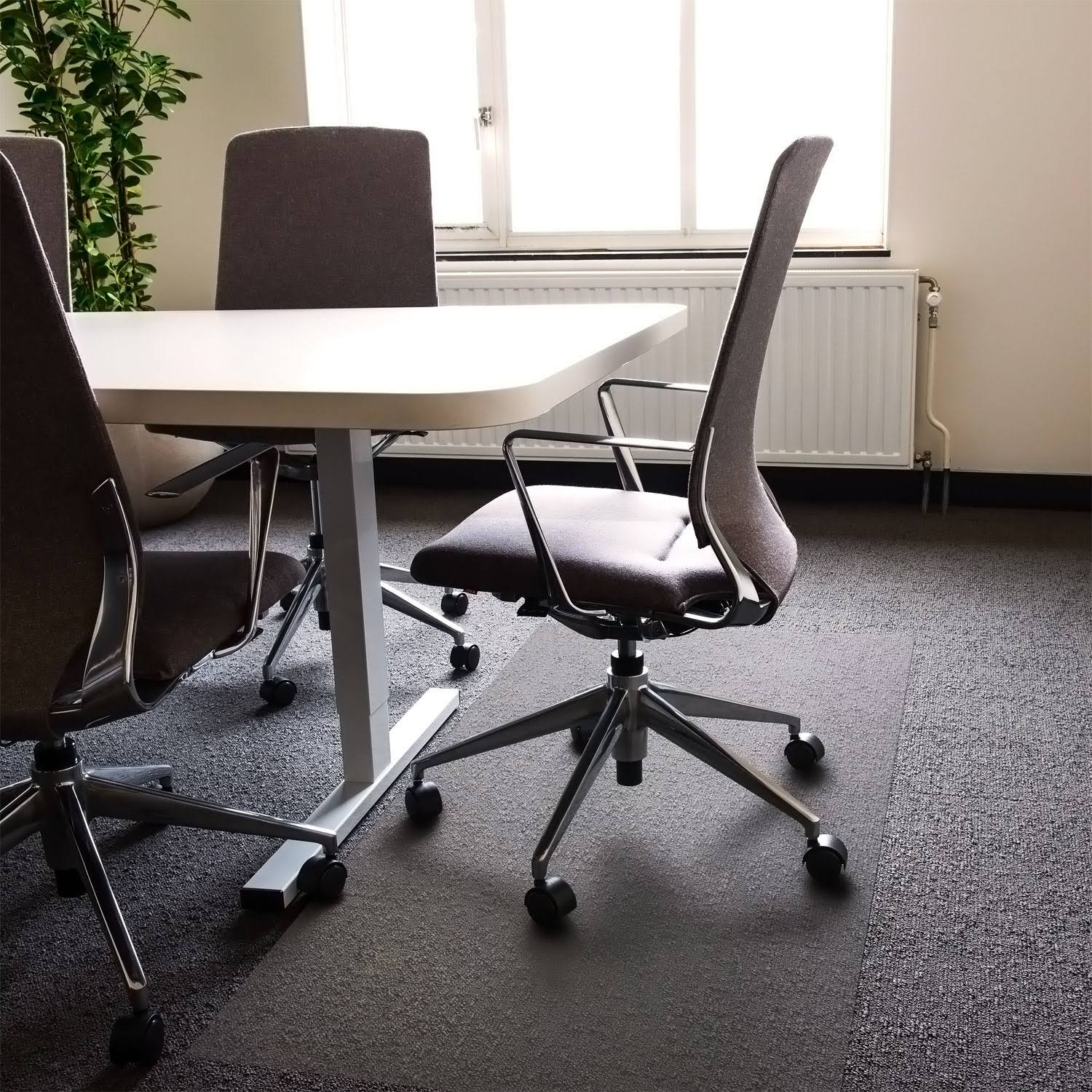 Clear Rectangular Polycarbonate Chair Mat for Carpets G698484