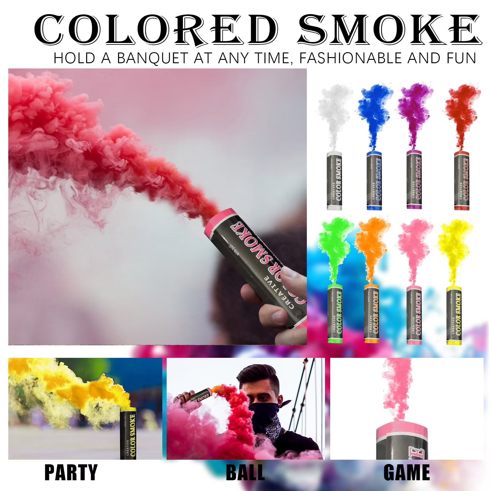 8PC Handheld Colorful Disposable Smoke Machine A153336