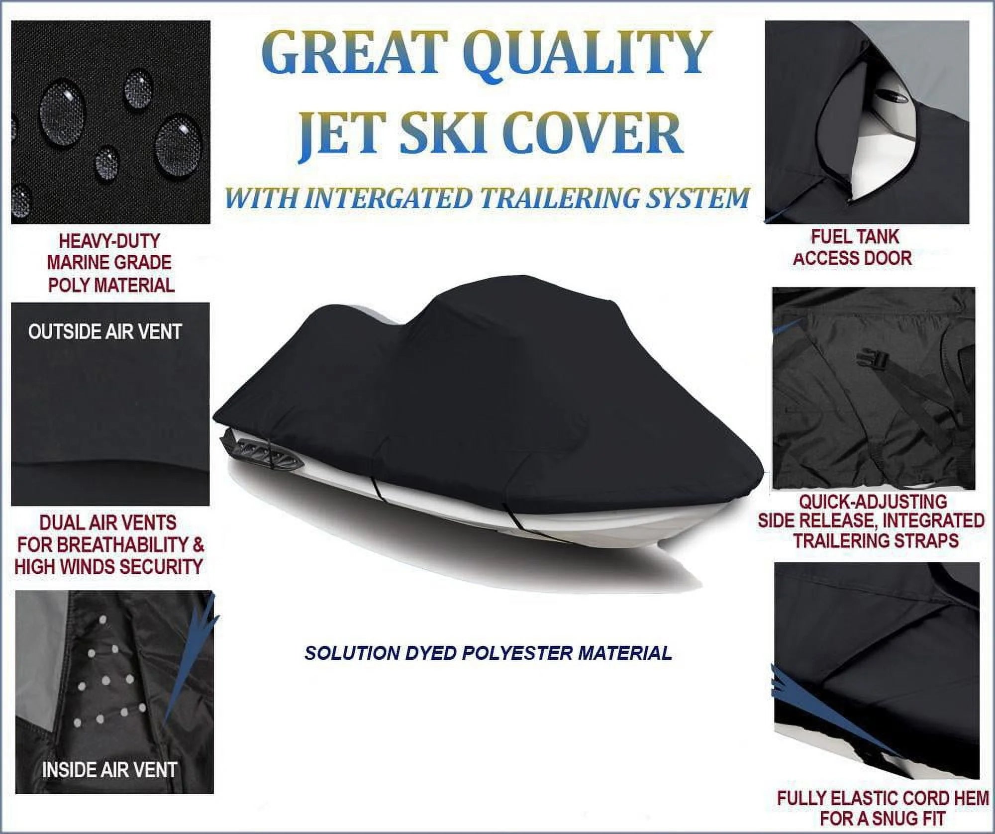Black 600D Jet Ski Cover A1761