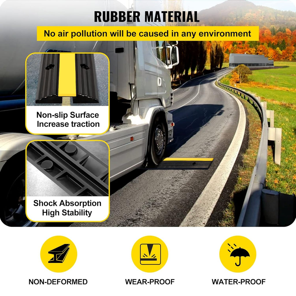 3 Packs 1 Channel Heavy-Duty Rubber Cable Protector Ramp A8094