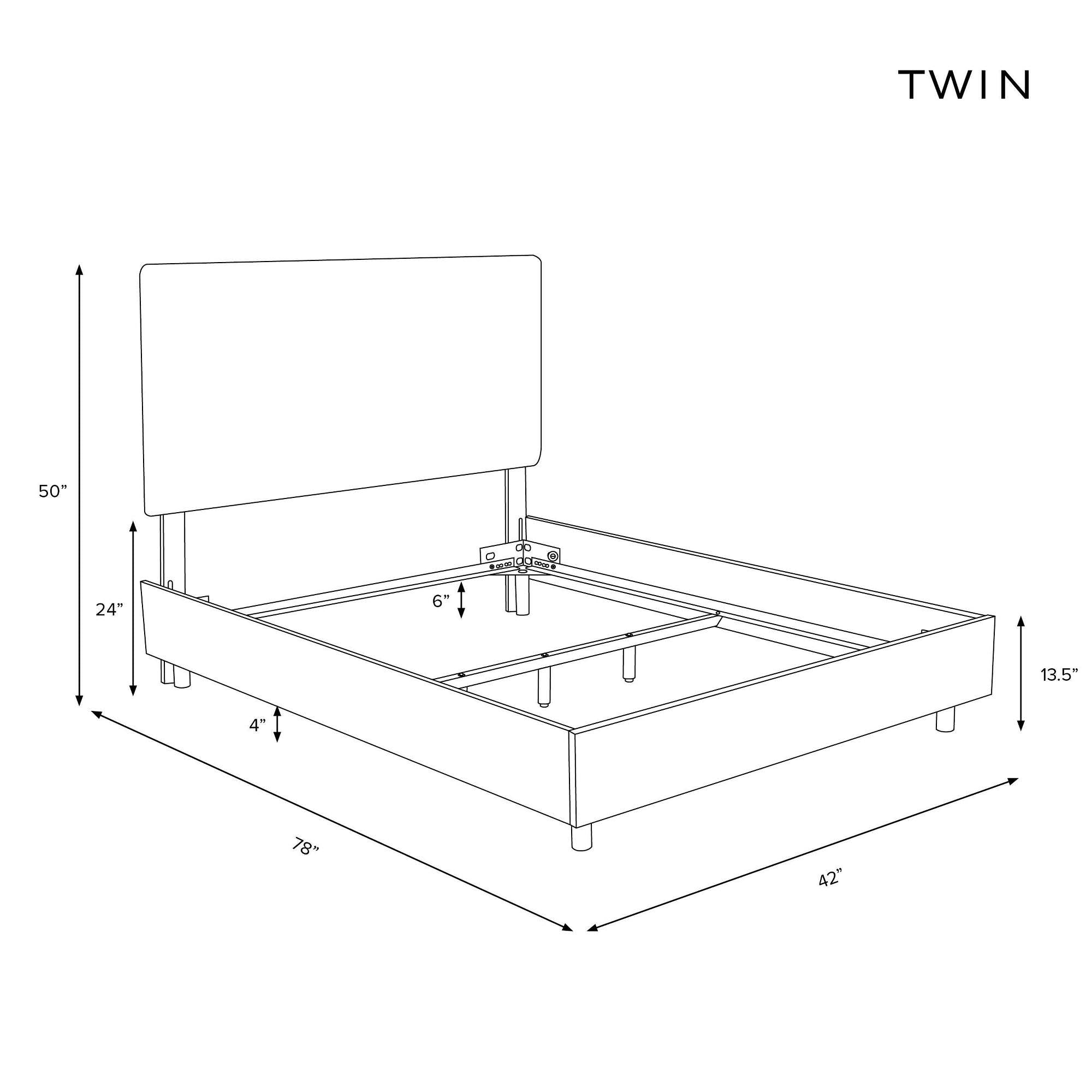 Navy Velvet Twin Bed V273200