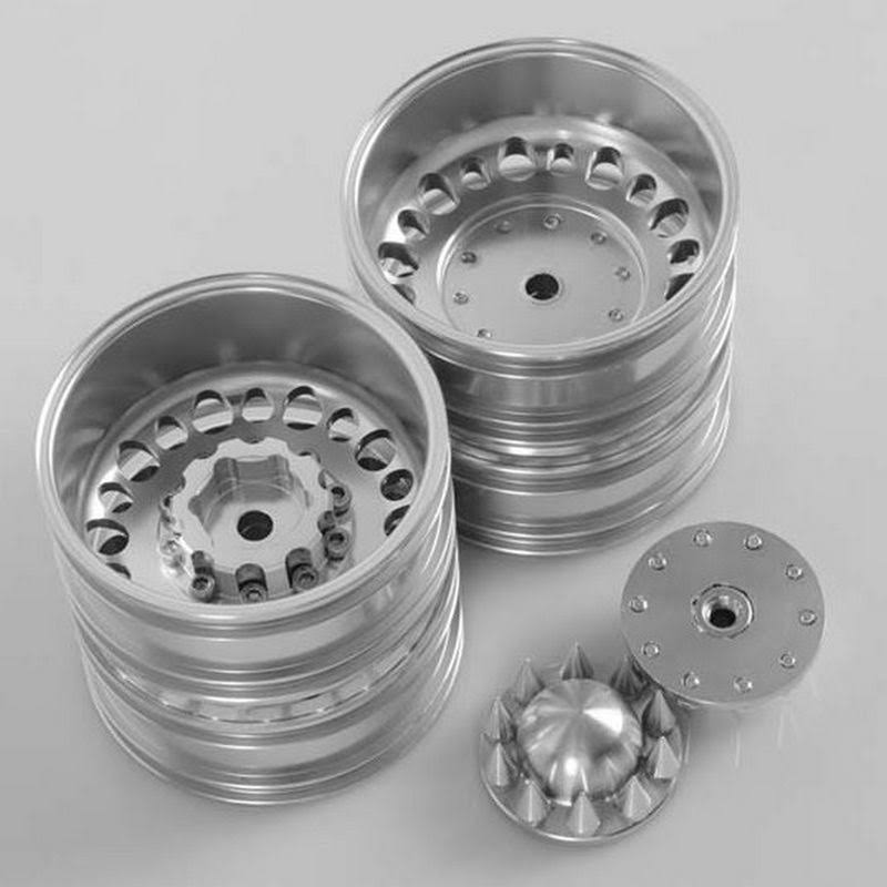 Semi Truck Rear Wheel with Spiked Caps P8996