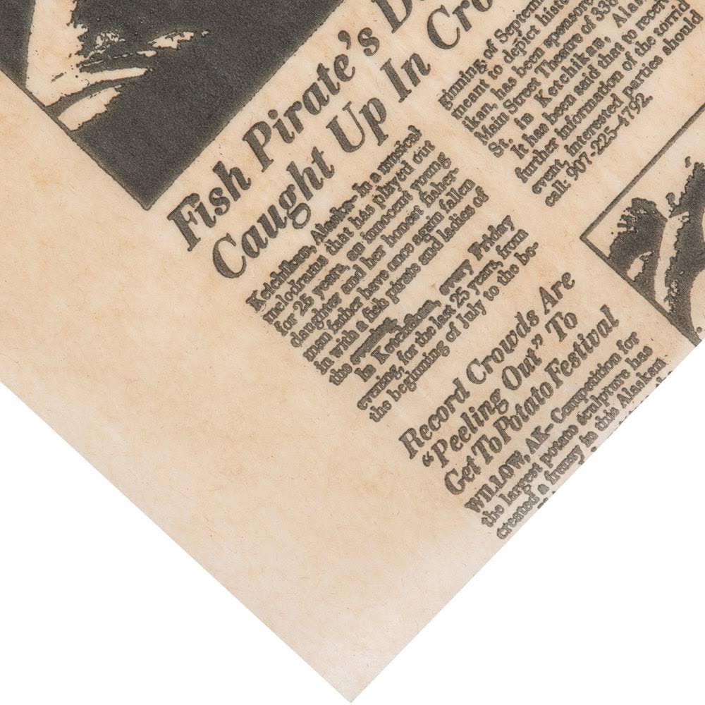 12x22 Natural Newspaper Print Sandwich Wrap Paper - 1000/Pack L19087