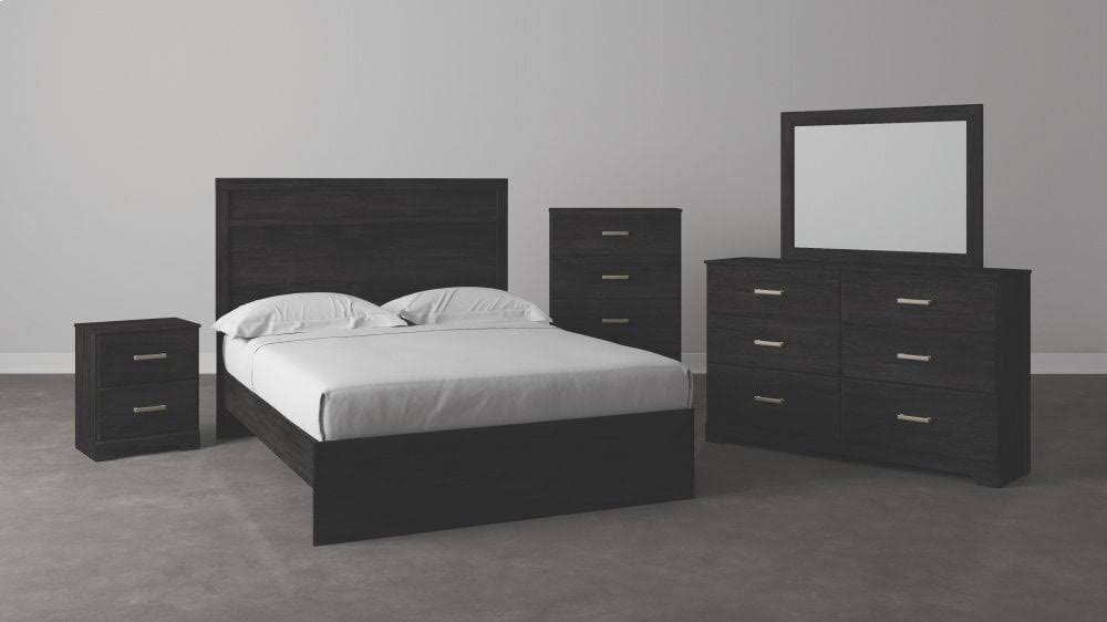 Queen Panel Bed in Black Y43749