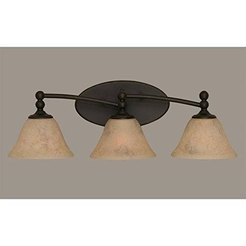 Three Light Bath Bar Dark Granite Finish with Italian Marble Glass L706