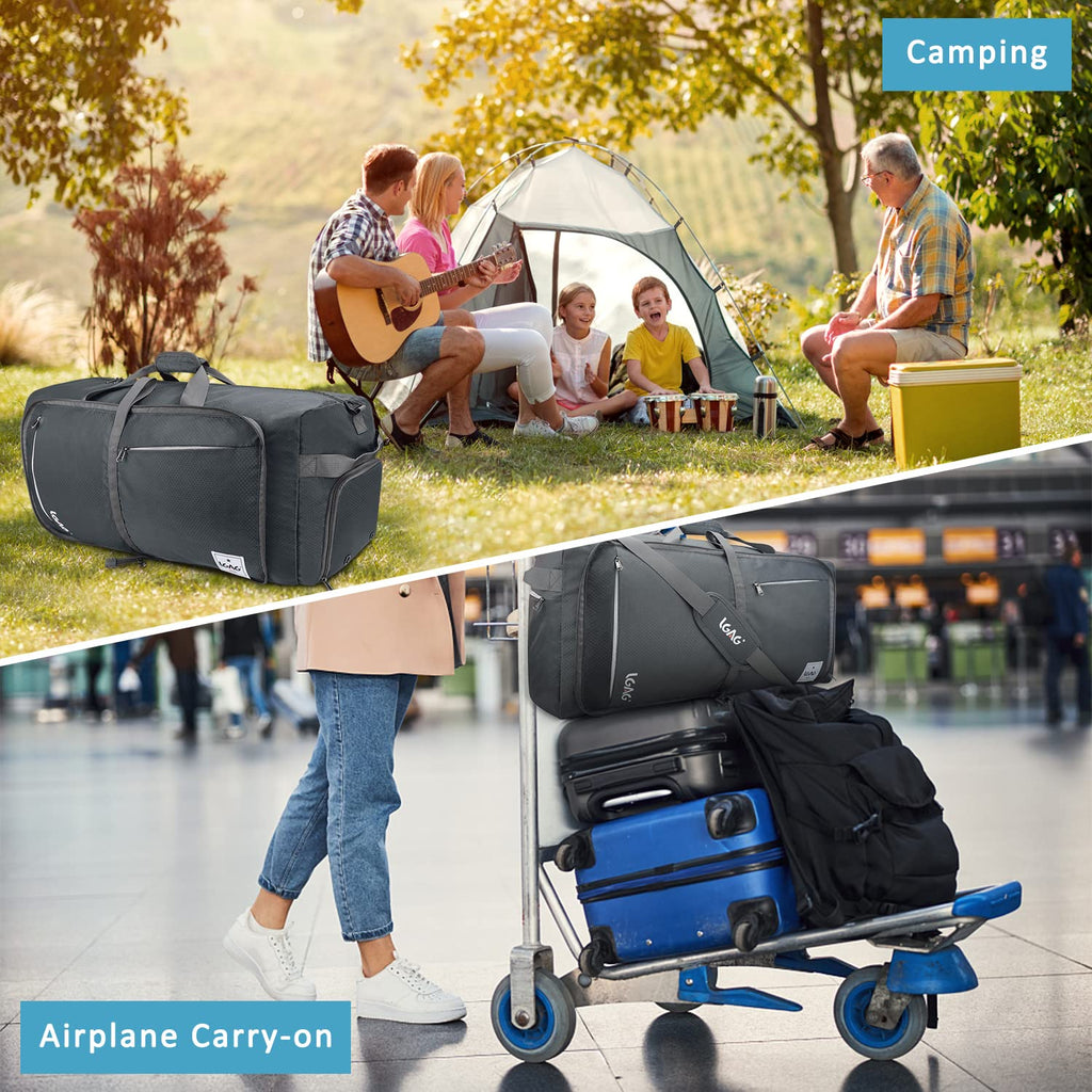 Gray 85L Foldable Waterproof Duffle Bag with Shoe Compartment A723
