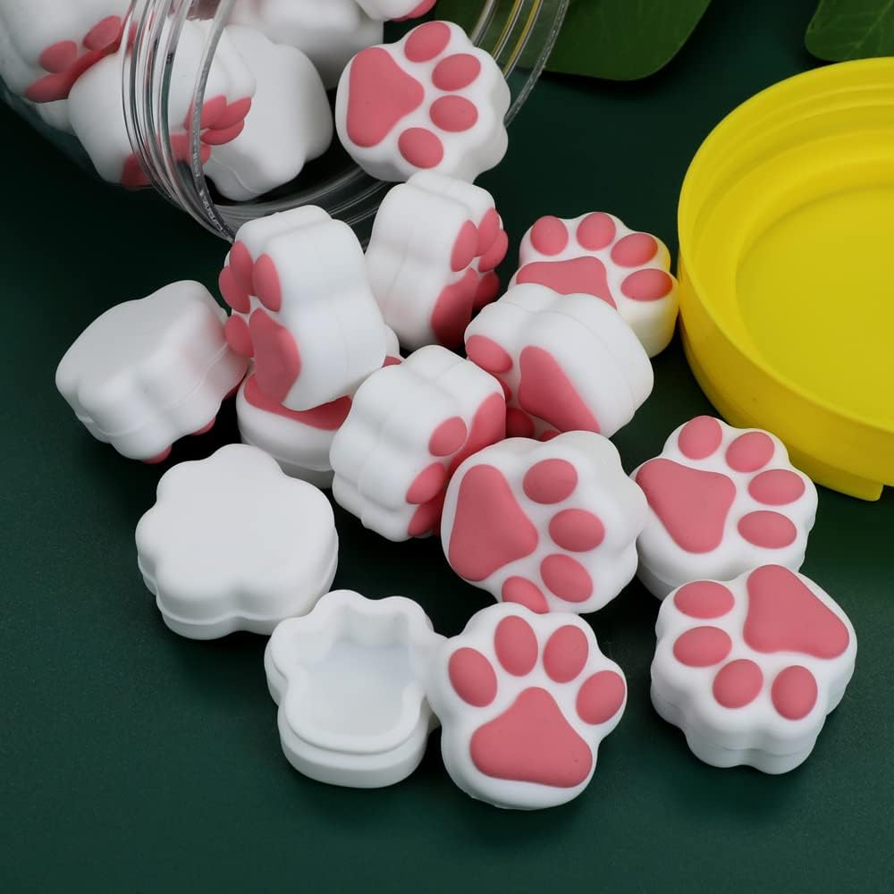 3ml Silicone Container For Wax Non-Stick Food Grade Cat Paw Small Silicone Jars Storage Containers (6) Pack of 2 K852