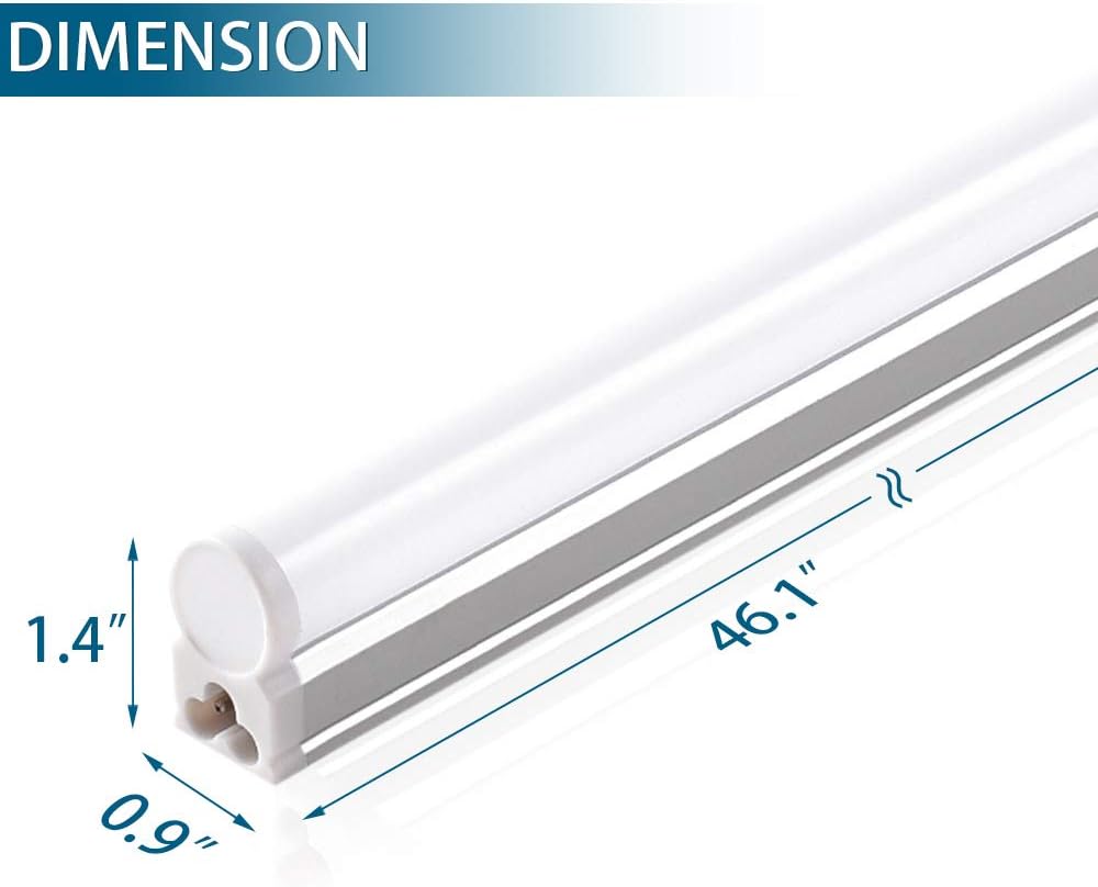 LED T5 Integrated Single Fixture, 4FT, 2200lm, 6500K, 20W, Utility Shop Light J8590