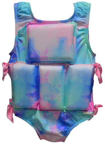 Coral Seersucker Girl's Swimwear Flotation Life Vest Swimsuit K141