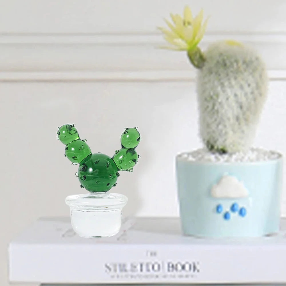 Handmade Blown Glass Cactus Figurines Desk Decorations V448152