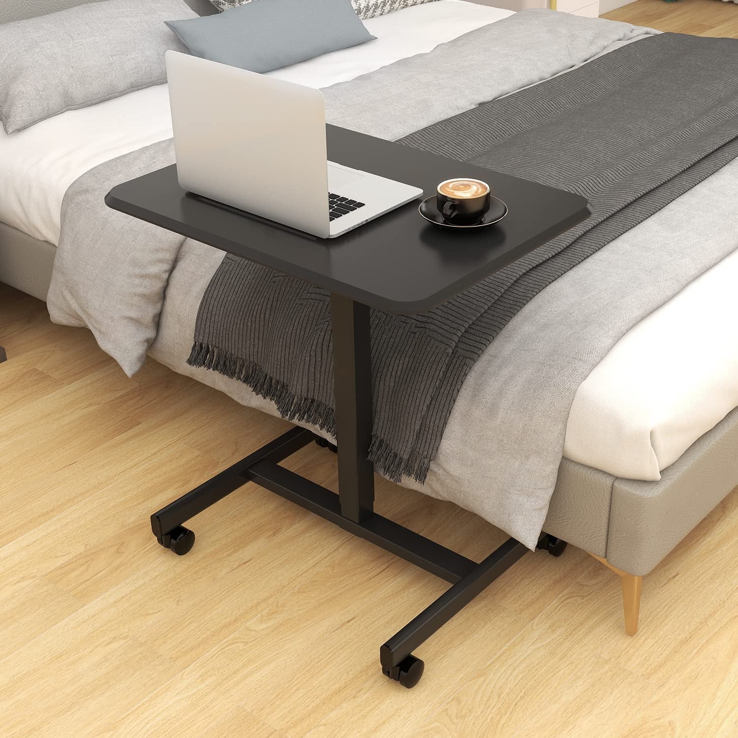Black Height Adjustable Standing Desk with Lockable Wheels W7178