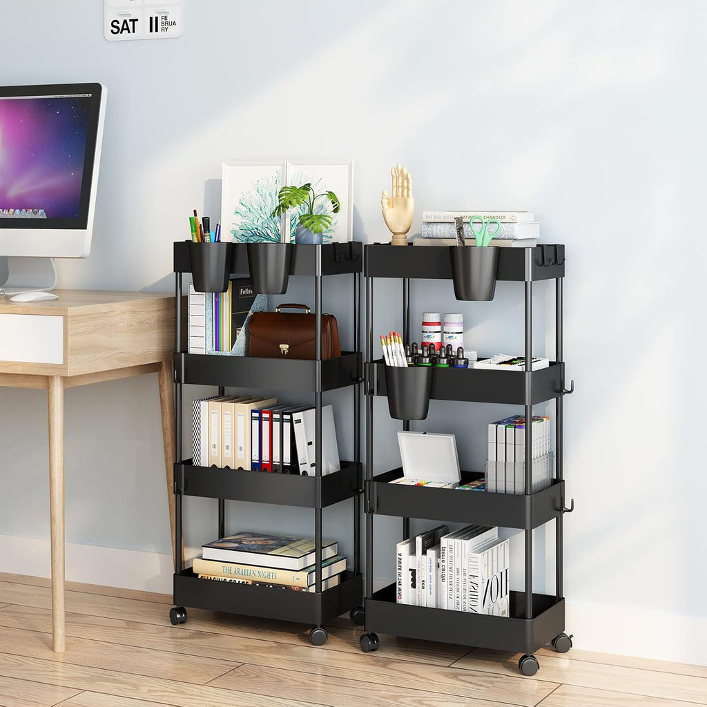 Black 4-Tier Rolling Utility Cart H8321